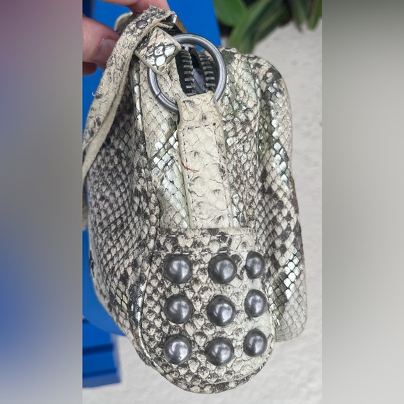 Ash Moxy Python Snakeskin Leather Studded Crossbody Bag - Picture 8 of 13